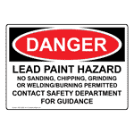 OSHA DANGER Lead Paint Hazard No Sanding, Chipping Sign ODE-26960