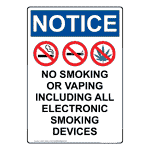 Portrait OSHA NOTICE No Smoking Or Vaping Sign With Symbol ONEP-39029