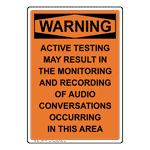 Portrait OSHA WARNING Audio Conversations May Be Recorded Sign OWEP-7871