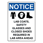 Portrait OSHA NOTICE Lab Coats, Safety Sign With Symbol ONEP-36423