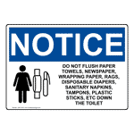 OSHA NOTICE Do Not Flush Paper Towels, Newspaper Sign With Symbol ONE-37431