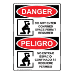 English + Spanish OSHA DANGER Do Not Enter Confined Space Sign With Symbol ODB-2280