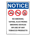 Portrait OSHA NOTICE No Smoking, Vaping Sign With Symbol ONEP-39035