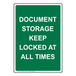 Portrait Document Storage Keep Locked At All Times Sign NHEP-30312_GRN