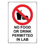 Portrait No Food Or Drink Permitted In Lab Sign With Symbol NHEP-35776