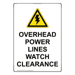 Portrait OVERHEAD POWER LINES WATCH Sign with Symbol NHEP-50126
