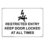 Restricted Entry Keep Door Locked Sign With Symbol NHE-37345