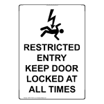 Portrait Restricted Entry Keep Door Sign With Symbol NHEP-37345