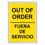 Out Of Order Bilingual Sign for Restrooms NHB-8645