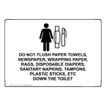 Do Not Flush Paper Towels, Newspaper, Sign With Symbol NHE-37431