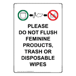 Portrait Please Do Not Flush Feminine Sign With Symbol NHEP-18562