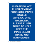 Portrait Please Do Not Flush Feminine Products, Sign NHEP-37035_BLU