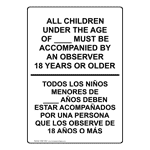 Under Age Children Must Be Accompanied Bilingual Sign NHB-15347