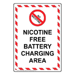 Portrait Nicotine Free Battery Sign With Symbol NHEP-39076_WRSTR