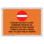 Please Do Not Flush Feminine Sign With Symbol NHE-34420_ORNG