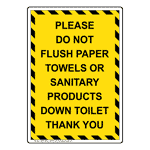 Portrait Please Do Not Flush Paper Towels Sign NHEP-34422_YBSTR