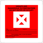 Reflective Unsafe Abandoned Building Sign With Inspection Info