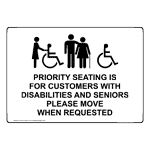 ADA Priority Seating Is For Customers Sign With Symbol