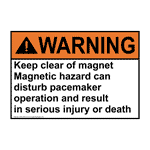 ANSI WARNING Keep clear of magnet Magnetic hazard can Sign