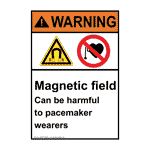 Portrait ANSI WARNING Magnetic field Can be harmful Sign with Symbol
