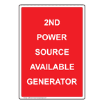 Portrait 2nd Power Source Available Generator Sign