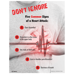 Five Common Signs Of A Heart Attack Poster, 22x17 in. Paper