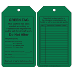 Green Tag This Scaffold Erected To Federal/State Regulations Inspection / Status Tag