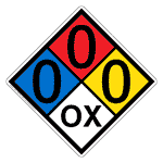 NFPA 704 Diamond Sign with 0-0-0-OX Hazard Ratings