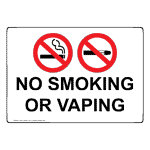 No Smoking Or Vaping Sign With Symbol