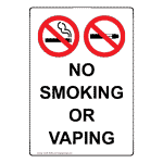 Portrait No Smoking Or Vaping Sign With Symbol