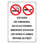 Portrait Oxygen No Smoking, No Electronic Sign With Symbol