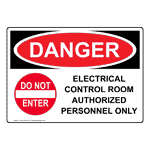 OSHA DANGER Electrical Control Room Sign With Symbol