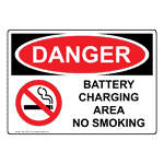 OSHA DANGER Battery Charging Area No Smoking Sign With Symbol