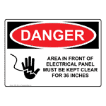 OSHA DANGER Electrical Panel Keep Clear Sign With Symbol