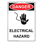 Portrait OSHA DANGER Electrical Hazard Sign With Symbol