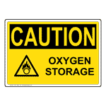 OSHA CAUTION Oxygen Storage Sign With Symbol