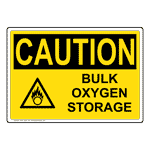 OSHA CAUTION Bulk Oxygen Storage Sign With Symbol