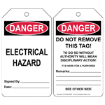 OSHA DANGER Electrical Hazard Do Not Remove This Tag! Safety Tag