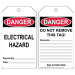 OSHA DANGER Electrical Hazard Do Not Remove This Tag! Safety Tag