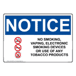 OSHA NOTICE No Smoking, Vaping Sign With Symbol