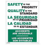 English / Spanish Safety Is The Priority Poster, 22x17 in. Paper