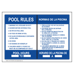 Pool Rules Bilingual Sign for Recreation