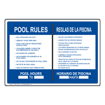 Pool Rules Bilingual Sign for Recreation