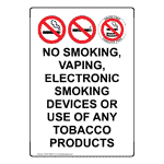 Portrait No Smoking, Vaping, Electronic Sign With Symbol