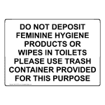 Do Not Deposit Feminine Hygiene Products Or Wipes Sign