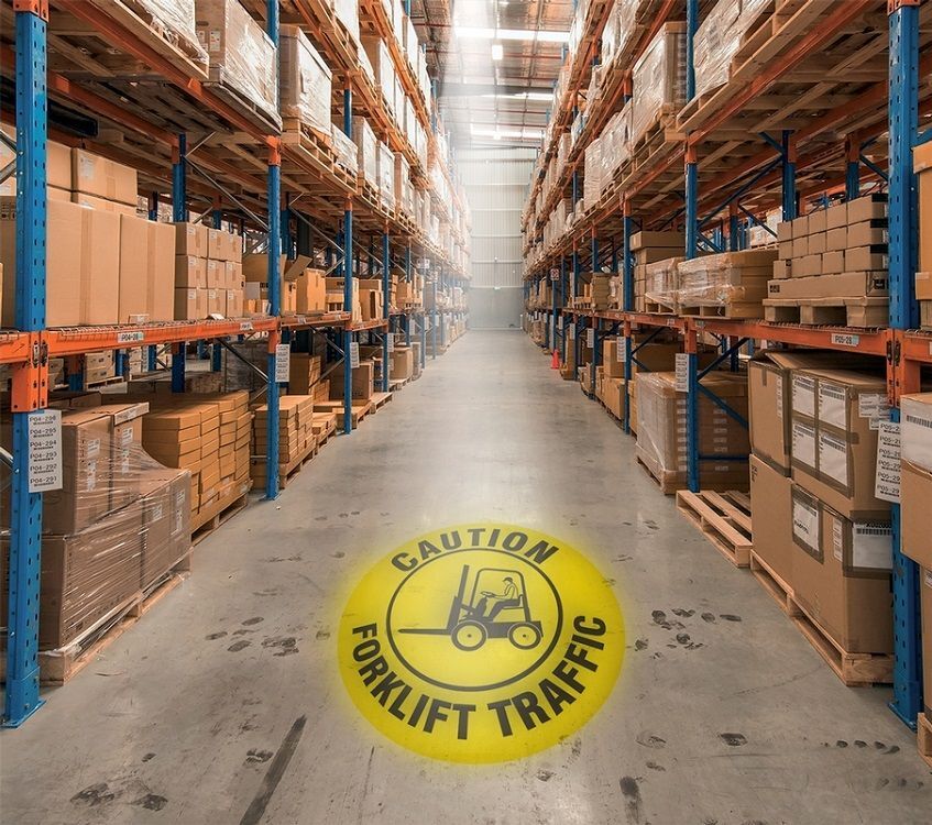 LED Floor Sign Projector - Caution Forklift Traffic