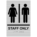 Brushed Silver ADA Braille STAFF ONLY Sign, 9x6 in. Acrylic