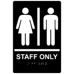 Black ADA Braille STAFF ONLY Sign, 9x6 in. Acrylic