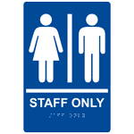 Blue ADA Braille STAFF ONLY Sign, 9x6 in. Acrylic