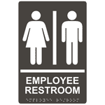 Charcoal Gray ADA Braille Unisex EMPLOYEE RESTROOM Sign, 9x6 in. Acrylic